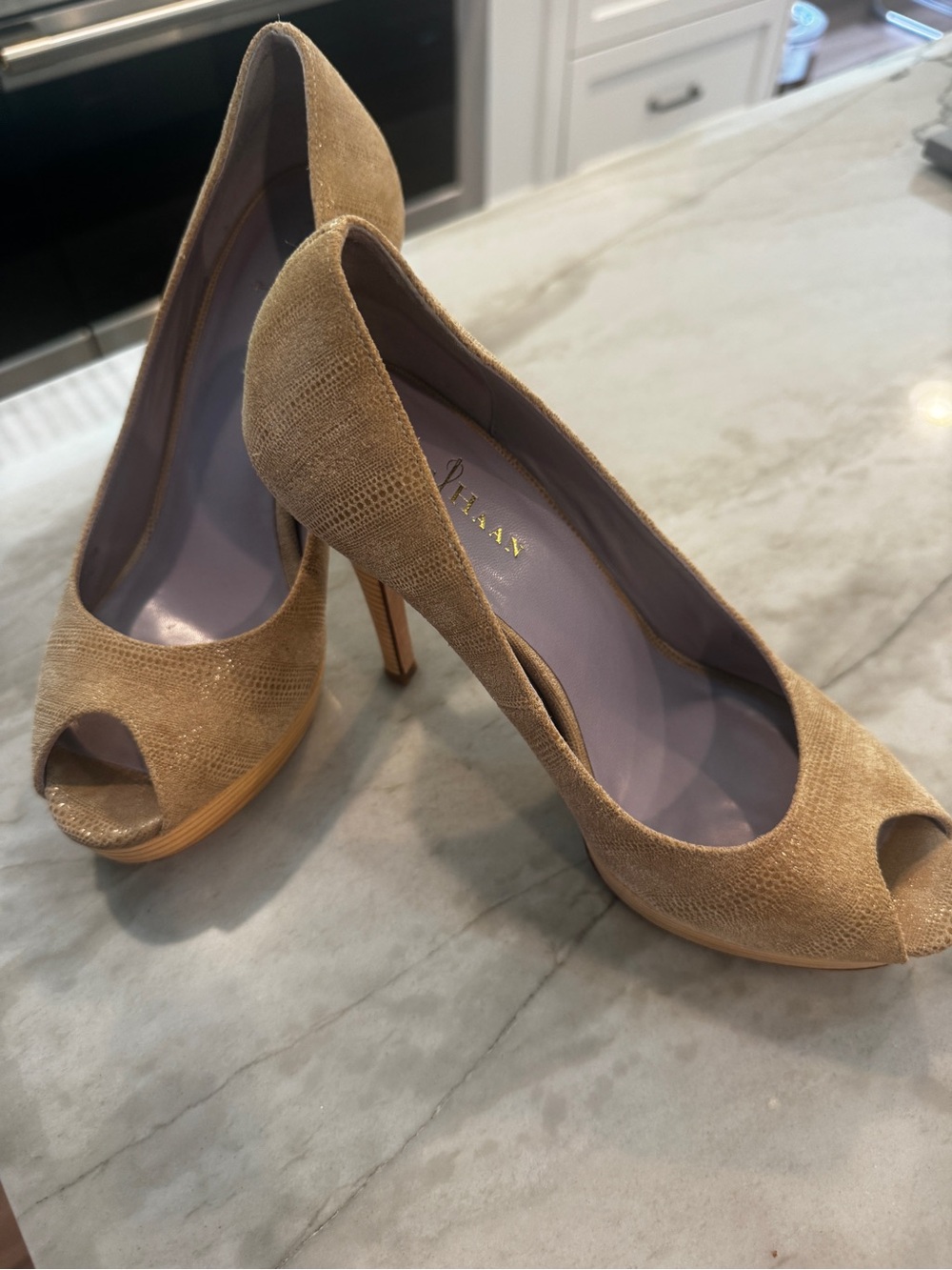 Cole Haan Tan Peep-Toe Stiletto Pumps - Mariela Air OT Pump